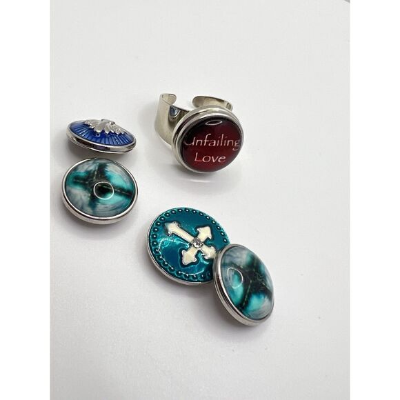 Snap On Button Charm for Ginger Snap ~ Ring & 5 Charms ~ Religious Cross - Picture 1 of 4